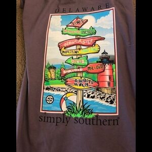 Simply Southern Delaware LS Crewneck Tee Plum M Graphics Long Sleeve Crewneck